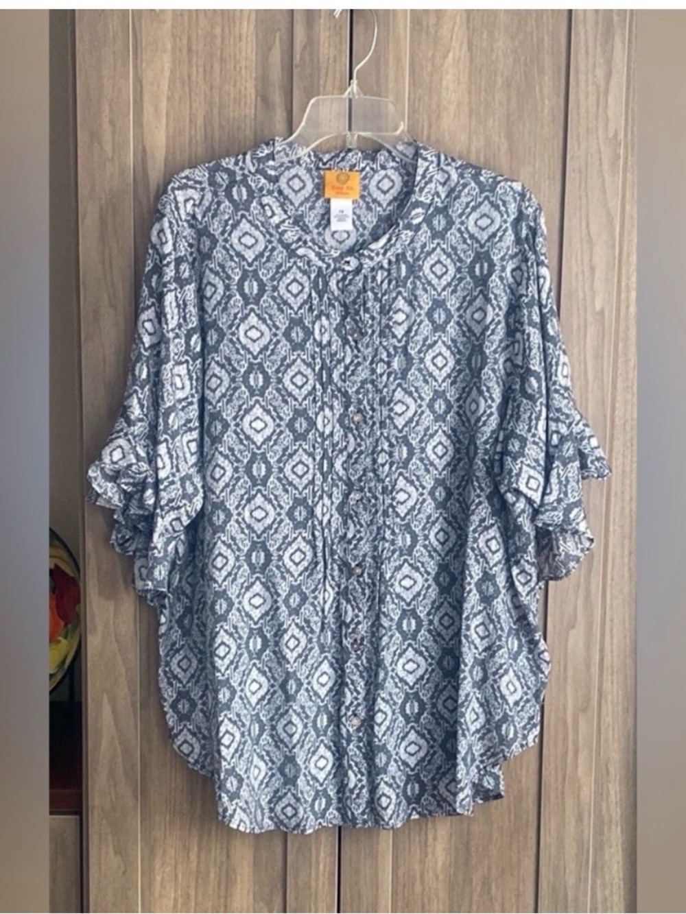 Ruby RD Gray Print Blouse | 1X